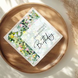 Guardanapo De Papel Aniversário elegante das flores dos prados