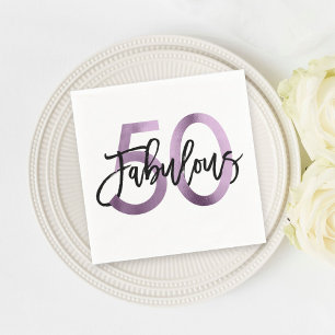 Guardanapo De Papel Aniversário elegante do 50th Lilac roxo fabuloso