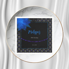Guardanapo De Papel Aniversário Elegante Preto e Azul