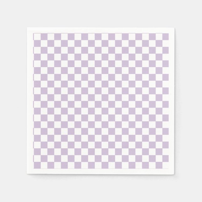 Guardanapo De Papel aniversário em xadrez retrô roxo (Frente)