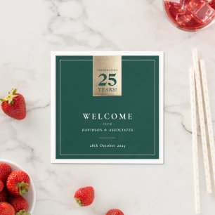 Guardanapo De Papel ANIVERSÁRIO EMPRESARIAL - Ouro branco verde