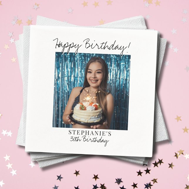 Guardanapo De Papel Aniversário Feliz com Foto Personalizada (Criador carregado)
