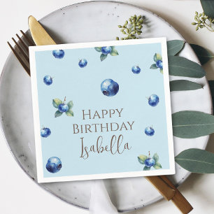 Guardanapo De Papel Aniversário feliz do Berry Azul, Sweet Watercolor