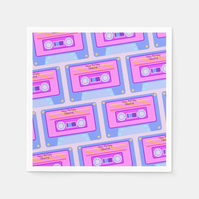 Guardanapo De Papel Aniversário feliz estético Vaporwave dos anos 90 (Frente)