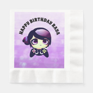 Guardanapo De Papel Aniversário Feliz Personalizado Tema de Jogos Roxa