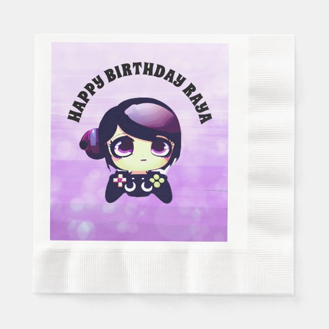Guardanapo De Papel Aniversário Feliz Personalizado Tema Jogos Cor Rox (Frente)
