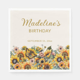 Guardanapo De Papel Aniversário feminino da Borboleta do Sol