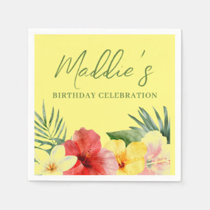 Guardanapo De Papel Aniversário Floral Amarelo Havaiano