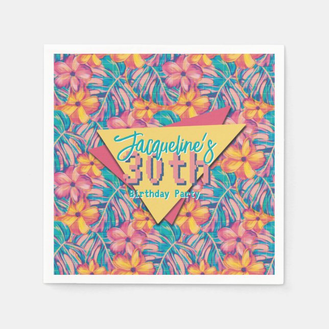 Guardanapo De Papel Aniversário Floral Amarelo-Rosa (Frente)