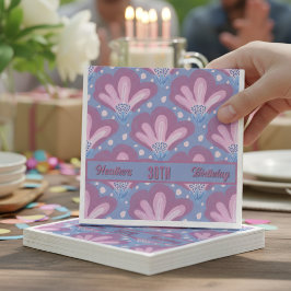 Guardanapo De Papel Aniversário Floral Aquarela Rosa Azul Personalizad