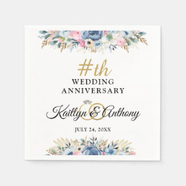 Guardanapo De Papel Aniversário Floral de Aquarela Elegante Personaliz