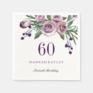 Guardanapo De Papel Aniversário floral do rosa elegante do roxo da