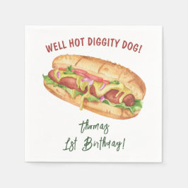 Guardanapo De Papel Aniversário Infantil Cachorro Quente Aquarela