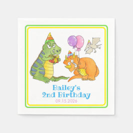 Guardanapo De Papel Aniversário Infantil Dinossauros Cartoon Fofos