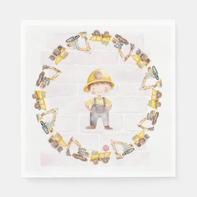 Guardanapo De Papel Aniversário Infantil Tema Construção (Frente)