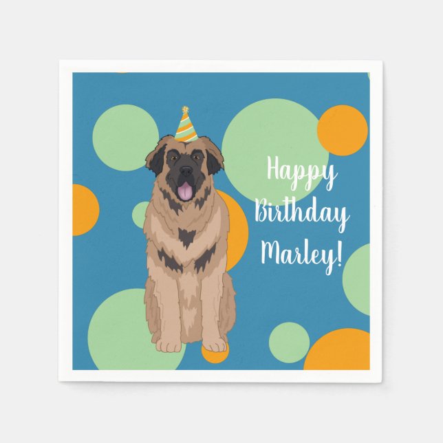 Guardanapo De Papel Aniversário Leonberger (Frente)