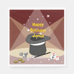 Guardanapo De Papel Aniversário Mágico Feliz Nome Vermelho