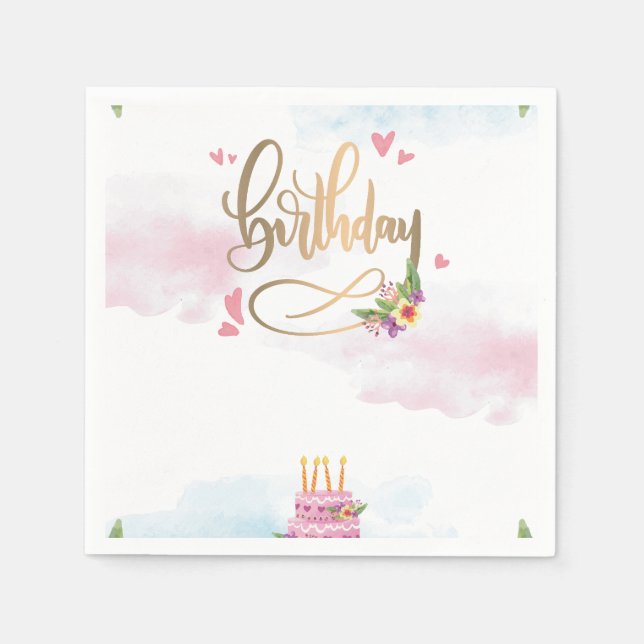 Guardanapo De Papel Aniversário Moderno (Frente)