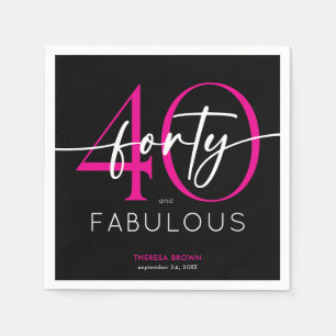 Guardanapo De Papel Aniversário Moderno Minimalista Rosa Quarenta Fabu