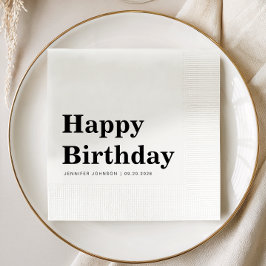 Guardanapo De Papel Aniversário Moderno Preto e Branco