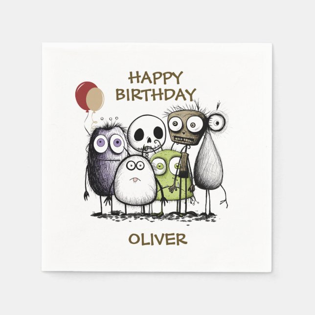 Guardanapo De Papel Aniversário Monstruoso das Crianças (Frente)