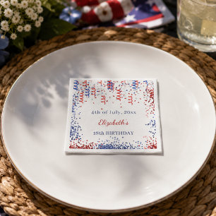 Guardanapo De Papel Aniversário patriótico EUA vermelho branco azul