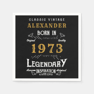 Guardanapo De Papel Aniversário Personalizado 1973 Adicione Seu Nome L