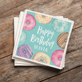 Guardanapo De Papel Aniversário Personalizado da Rosquinha de Aquarela