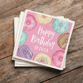 Guardanapo De Papel Aniversário Personalizado da Rosquinha de Aquarela
