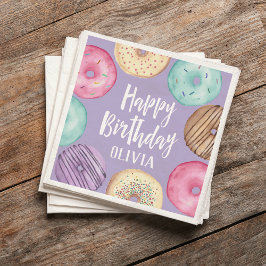 Guardanapo De Papel Aniversário Personalizado da Rosquinha de Aquarela