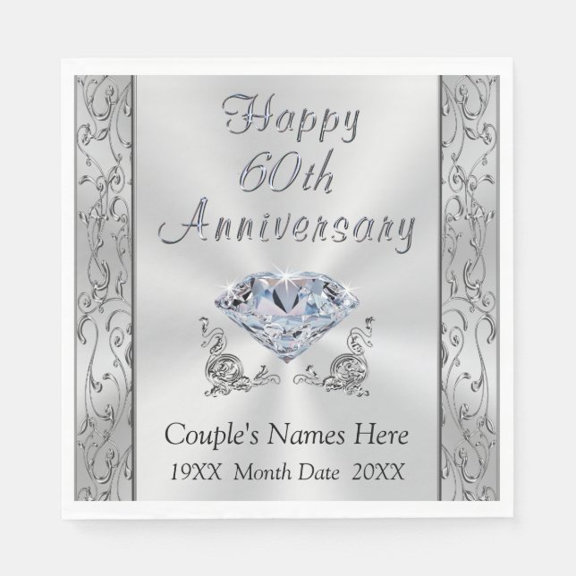 Guardanapo De Papel Aniversário Personalizado de Diamante Napkins, Imp (Frente)