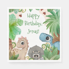 Guardanapo De Papel Aniversário Personalizado de Dinossauro para Crian