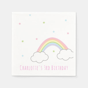 Guardanapo De Papel Aniversário personalizado do bolo-arco-íris