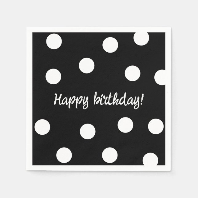 Guardanapo De Papel Aniversário personalizado preto e branco (Frente)