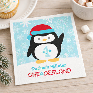 Guardanapo De Papel Aniversário Pinguim ONEderland de Inverno Floco de