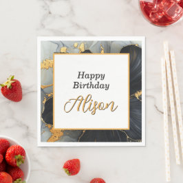 Guardanapo De Papel Aniversário Preto e Dourado Lindíssimo