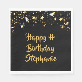 Guardanapo De Papel Aniversário Qualquer Idade, Dourada Negra