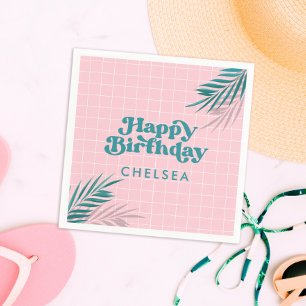 Guardanapo De Papel Aniversário rosa do Partido da Piscina de Palm Pri