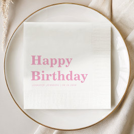 Guardanapo De Papel Aniversário Rosa Simples Moderno