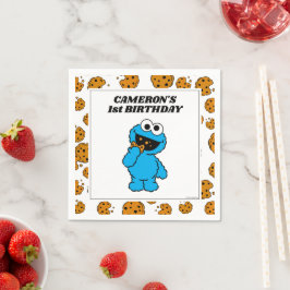 Guardanapo De Papel Aniversário Simples do Cookie Monster 1 ano