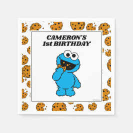Guardanapo De Papel Aniversário Simples do Cookie Monster 1 ano 