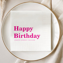 Guardanapo De Papel Aniversário Tipografia Rosa Moderna