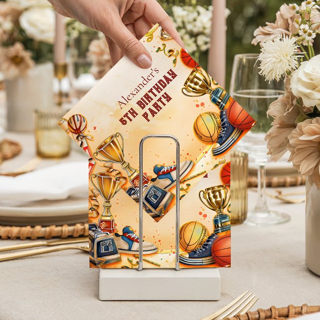 Guardanapo De Papel Aniversário Troféu de Basquete Retrô (Criador carregado)
