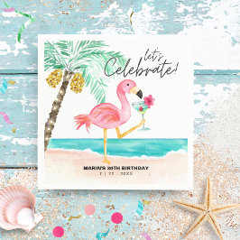 Guardanapo De Papel Aniversário Tropical Coctail do Partido Flamingo B