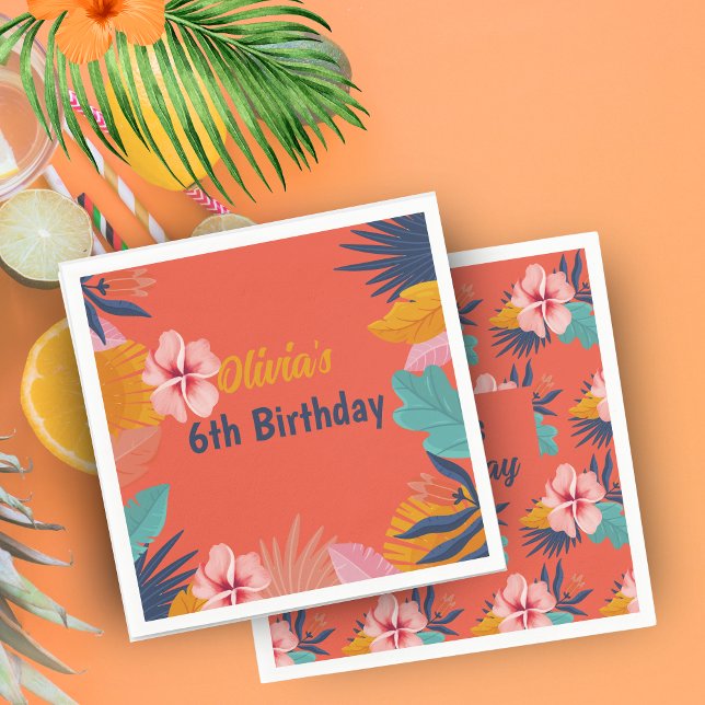 Guardanapo De Papel Aniversário tropical de Verão de Luau aloha (Criador carregado)