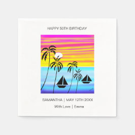 Guardanapo De Papel Aniversário, Tropical Sunset Sea Navegando
