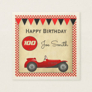 Guardanapo De Papel Aniversário vermelho do carro de corridas e das