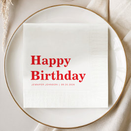 Guardanapo De Papel Aniversário Vermelho Minimalista Moderno