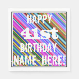 Guardanapo De Papel Aniversário Vibrante, Colorido 41 ruas + Nome Pers