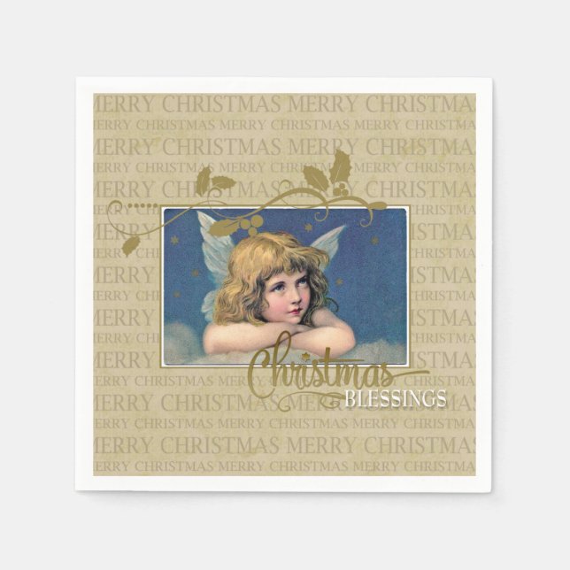 Guardanapo De Papel Anjo das Bênçãos de Natal (Frente)